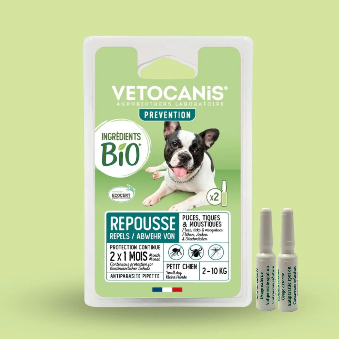Pipettes Répulsives Anti-Puces et Anti-Tiques Ingrédients BIO pour Chien