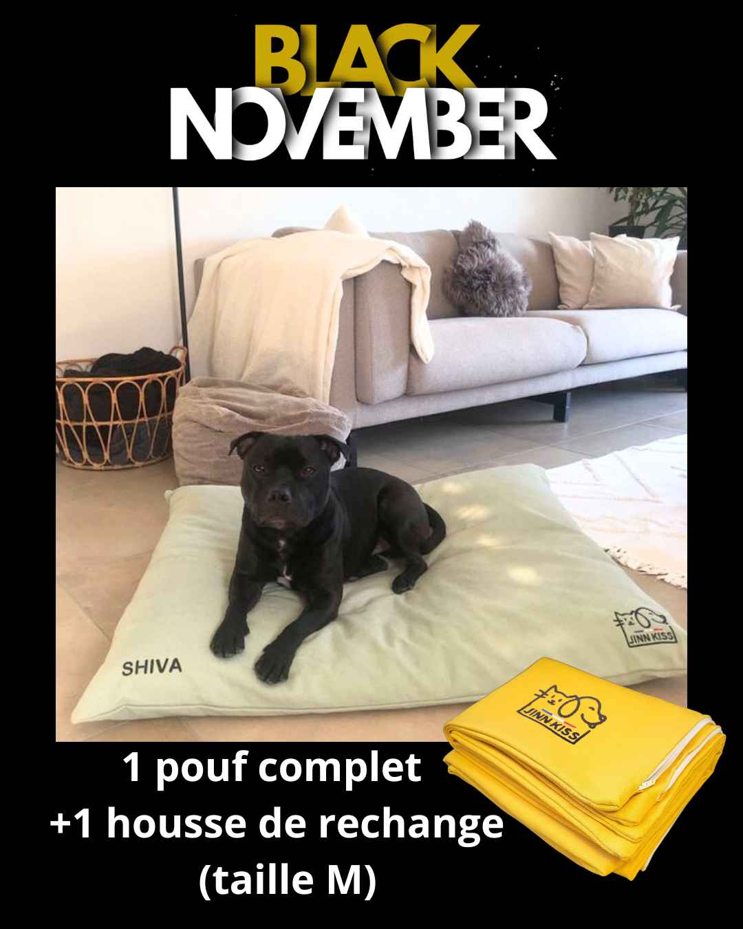 Pack Duo – Pouf taille M & Housse de rechange